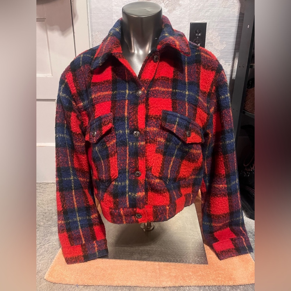 Oat New York Plaid Crop Jacket